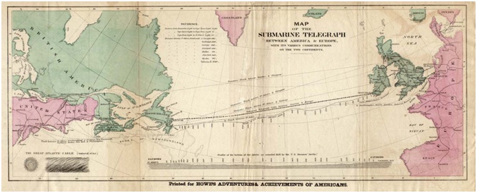 1866年架設橫跨大西洋電報纜線示意圖